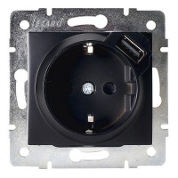 Розетка USB Lezard KARINA 707-4288-181 скрытая установка черный бархат с заземлением один модуль USB